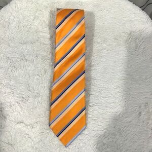 VTG Andrews Ties Men Tie Silk Made In Milano Italy Orange Blue Stripe Career